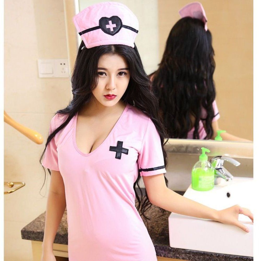 Pink Nurse Lingerie Costume Set
